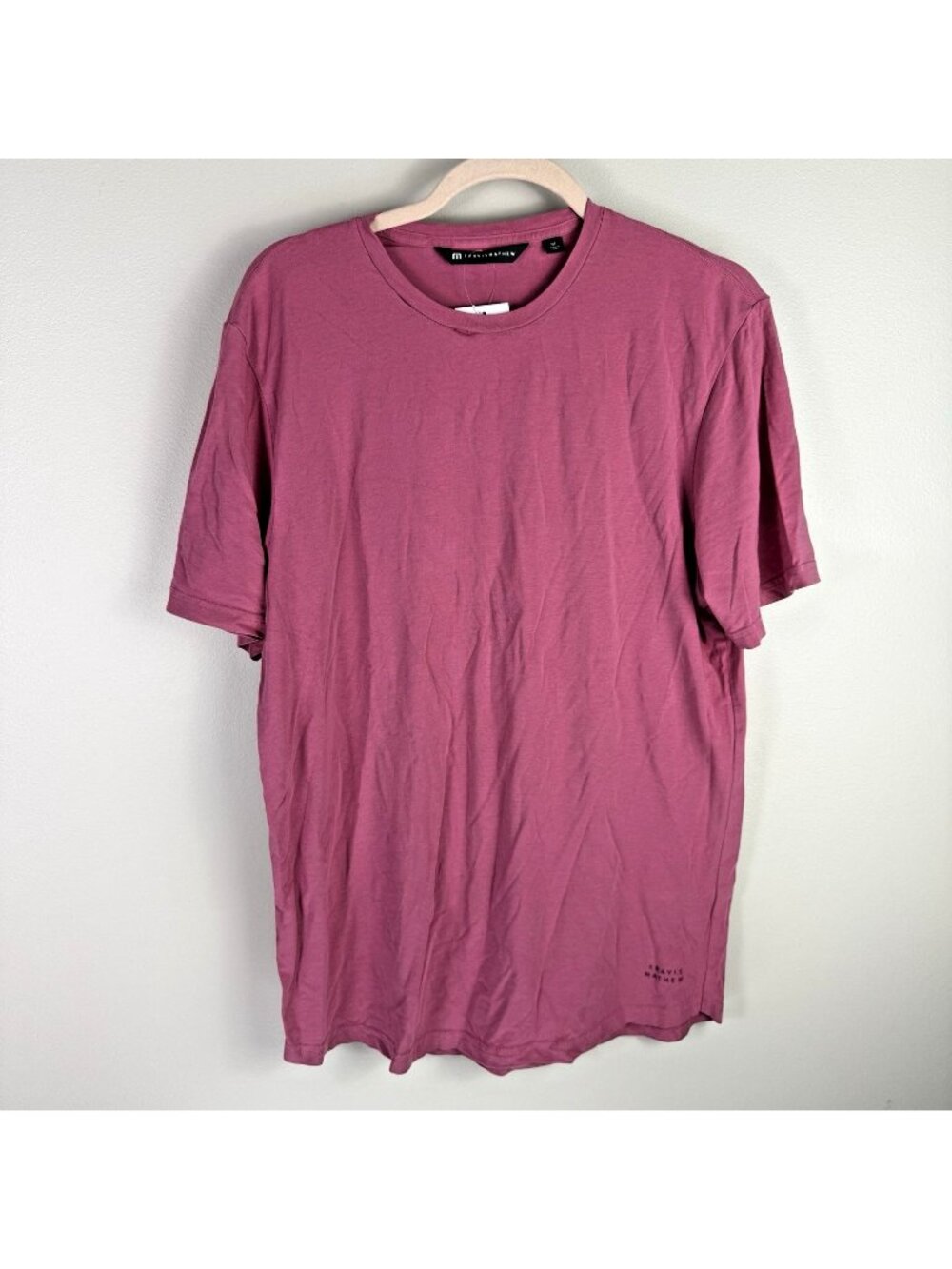 TravisMathew Men Mauve Pink Crew Neck T-Shirt Medium Modal Cotton Golf Flaw - Picture 1 of 9